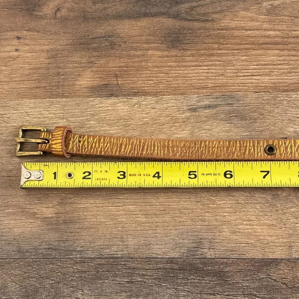 Gap Boho Metallic Leather Skinny Grommet‎ Studded Belt Brown Gold Womens Medium